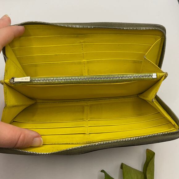 Celine Large Zip Around Wallet Multifuction Grained Calfskin Gray - Picture 8 of 16